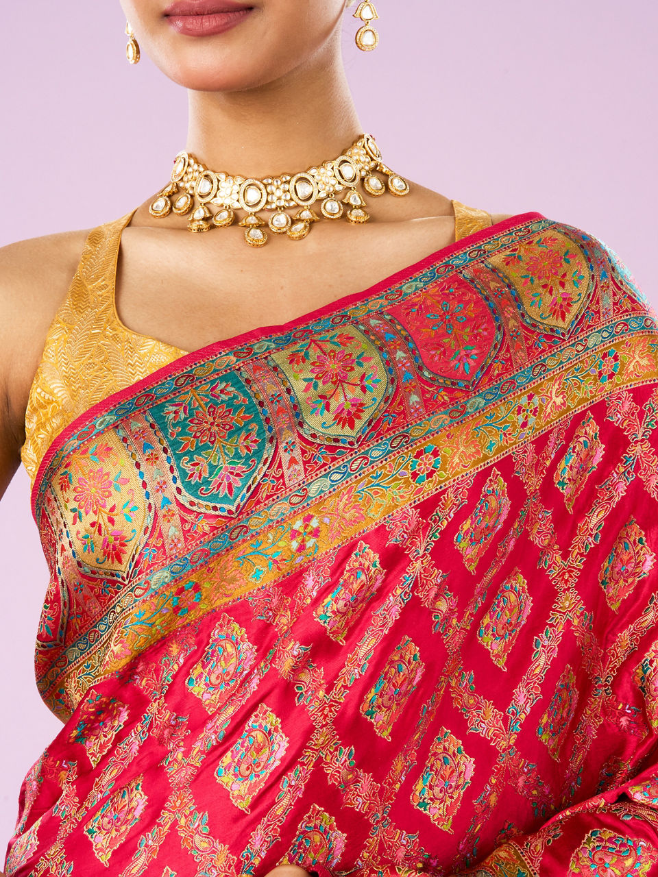 Mohey Elegance Overlaid Pink Saree - view 4