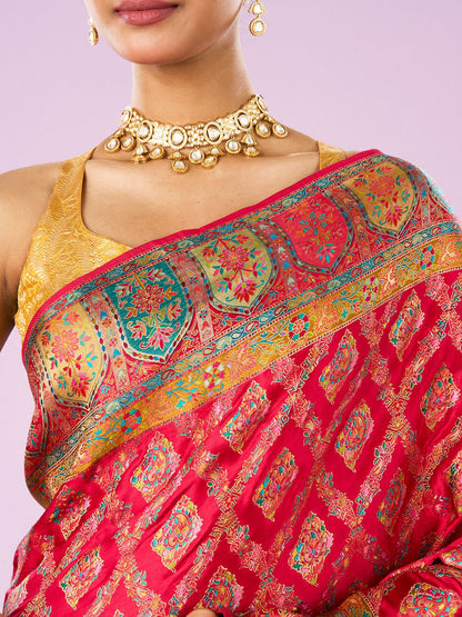 Mohey Elegance Overlaid Pink Saree - view 4