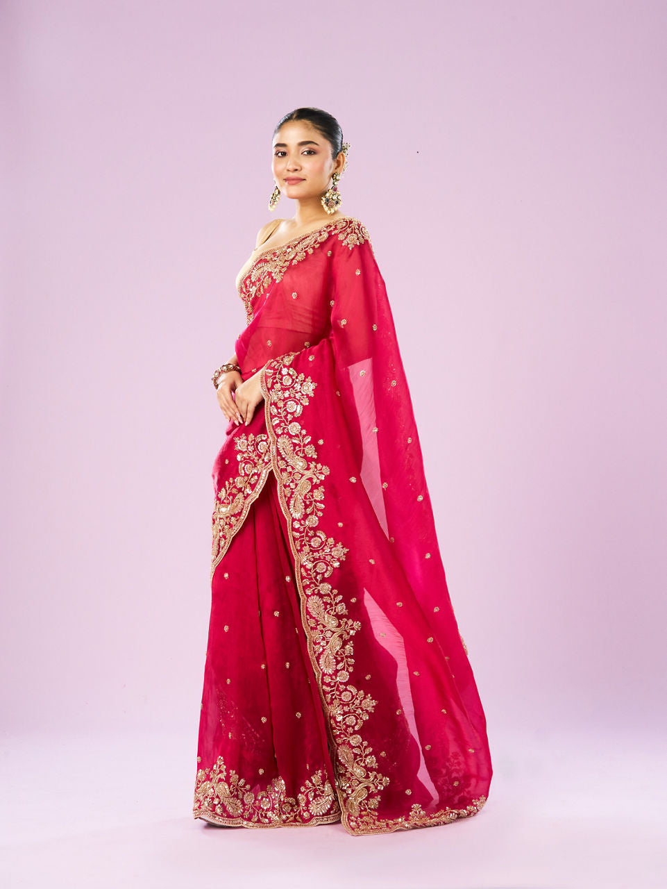 Mohey Blossomed Pink Organza Saree - view 3