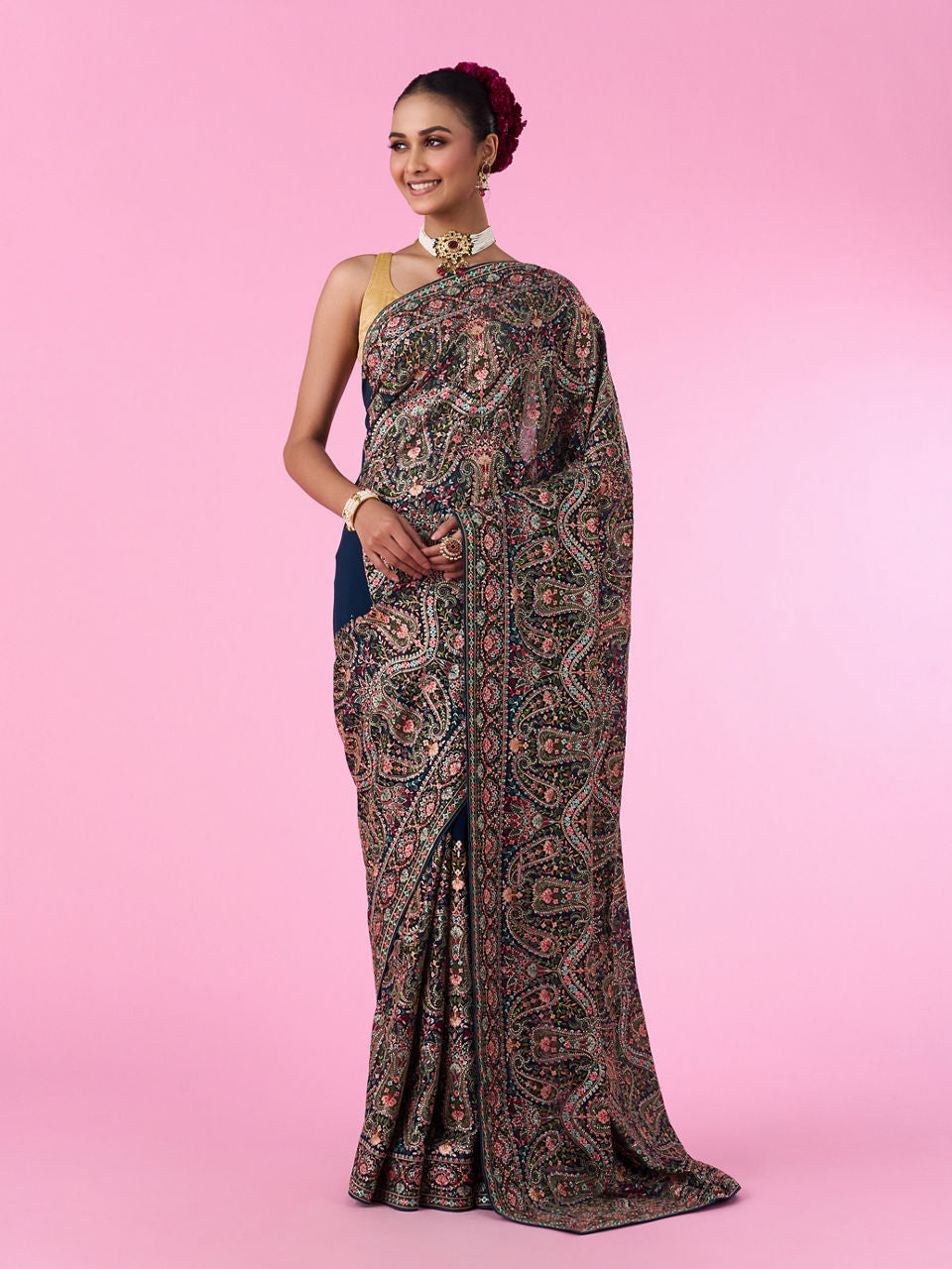 Mohey Ethereal Blue Georgette Saree