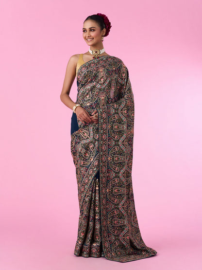 Mohey Ethereal Blue Georgette Saree
