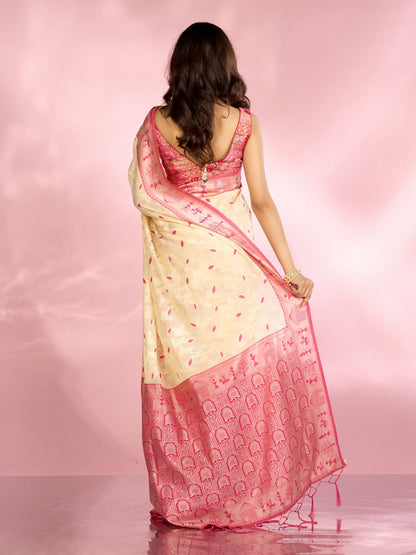 Mohey Elegant Rani Pink Saree - view 5