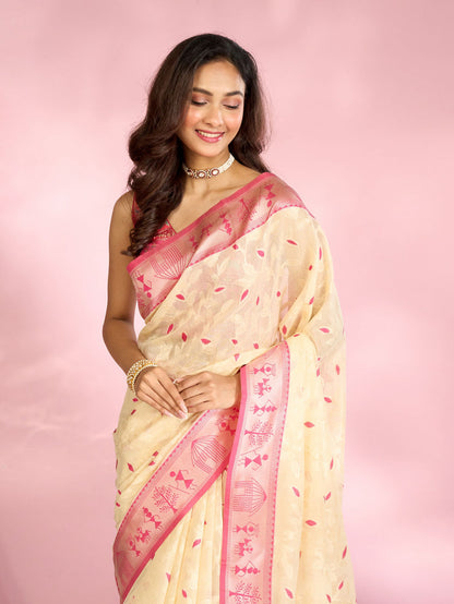 Mohey Elegant Rani Pink Saree - view 2