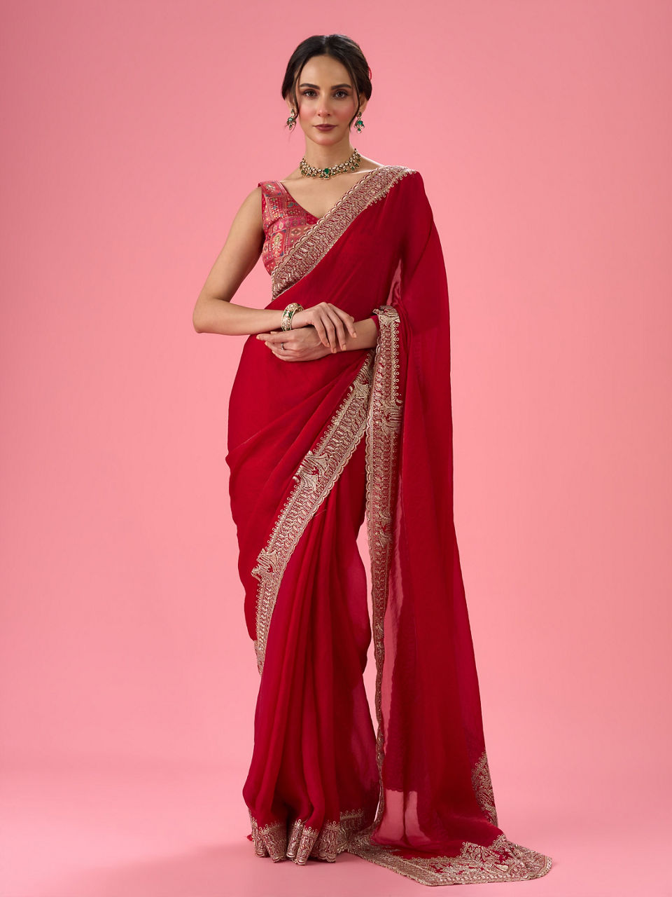Mohey Ravishing Rani Pink Saree
