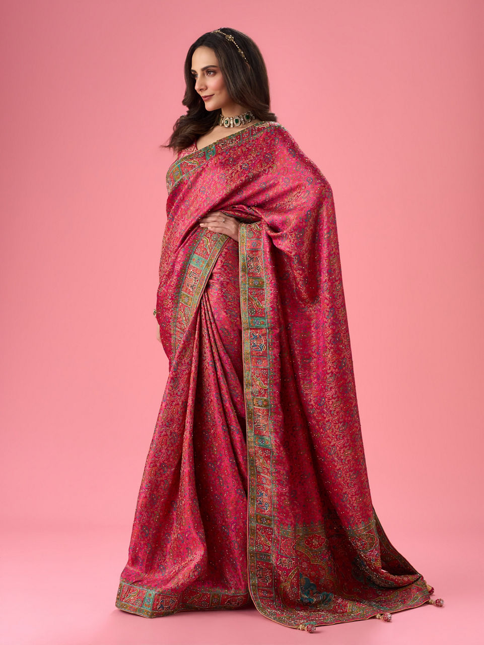 Mohey Artistic Pink Saree - view 3