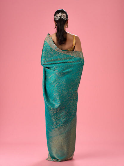 Mohey Radiant Rama Green Banarasi Saree - view 5