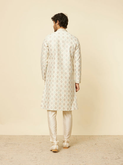 Manyavar Cream Paisley Printed Kurta Set - view 5