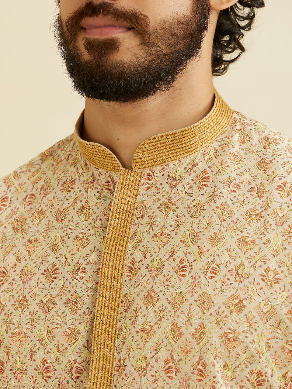 Manyavar Fawn Chikankari Kurta Set - view 2