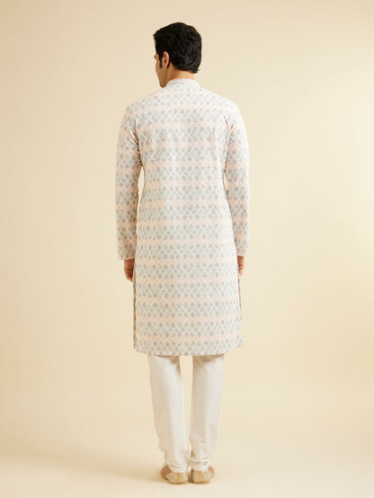 Manyavar Warm White Chikankari Inspired Sequinned Kurta Set - view 5