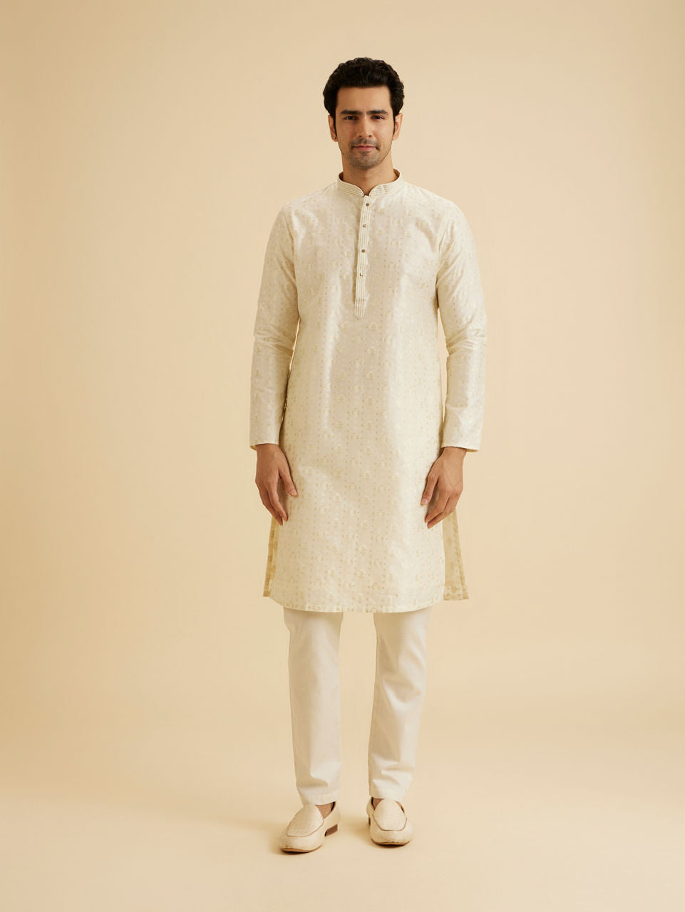 Manyavar Cream Elegance Kurta Pajama - view 3