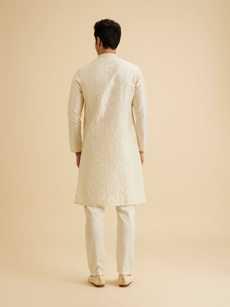 Manyavar Cream Elegance Kurta Pajama - view 6