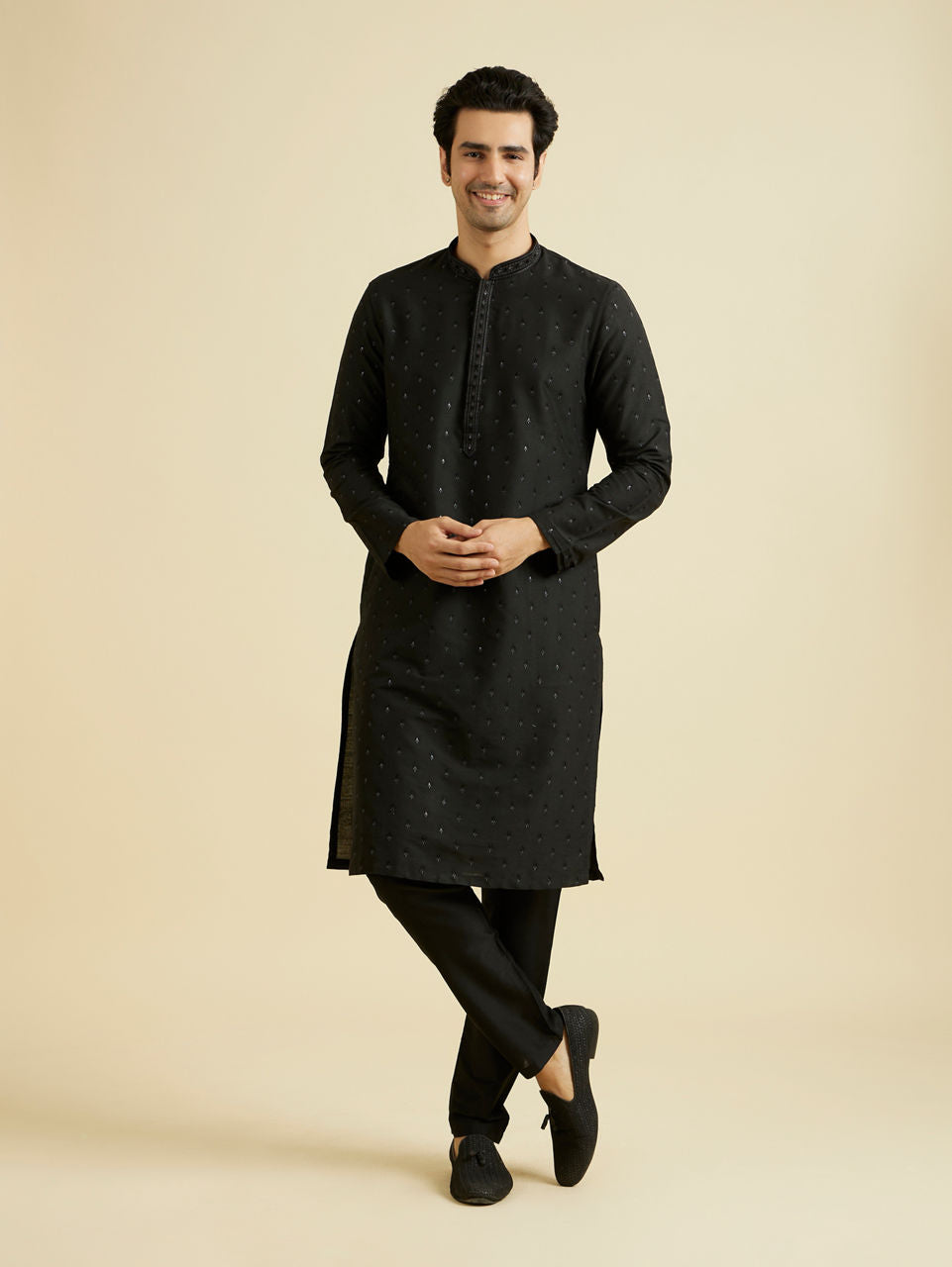 Manyavar Elegant Black Kurta Pajama - view 3