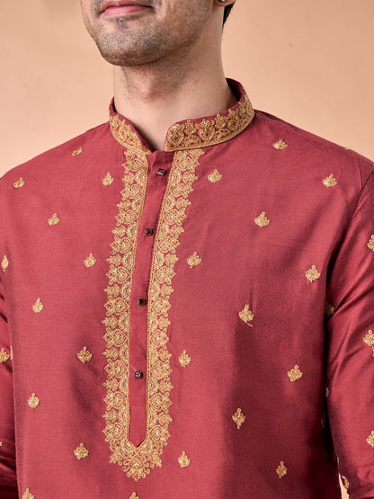 Manyavar Rust Radiance Kurta Pajama - view 2