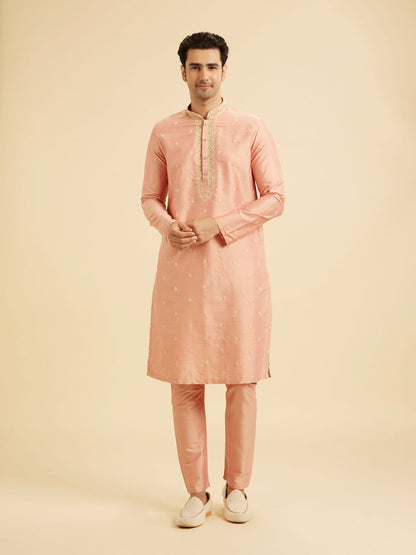 Manyavar Peach Gala Kurta Pajama - view 3