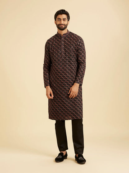 Manyavar Elegant Black Kurta Pajama Ensemble - view 3