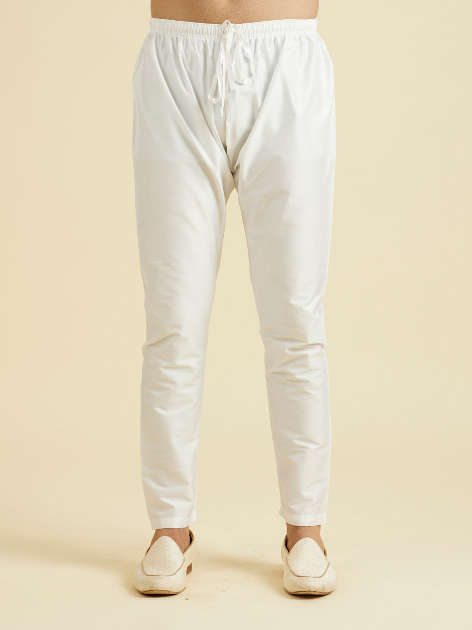 Manyavar Elegant White Cotton Kurta Pajama - view 5