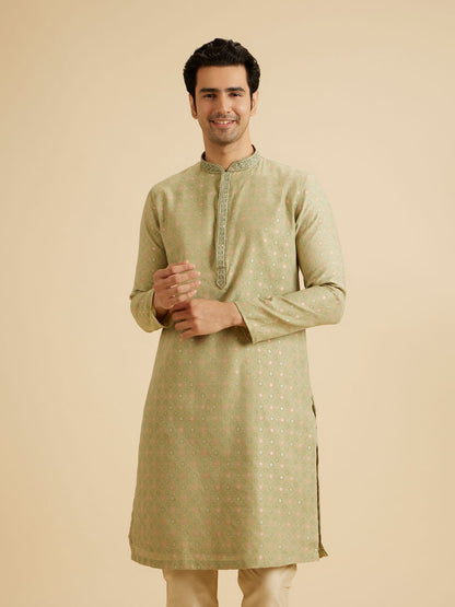 Manyavar Elegant Green Symphony Kurta Pajama