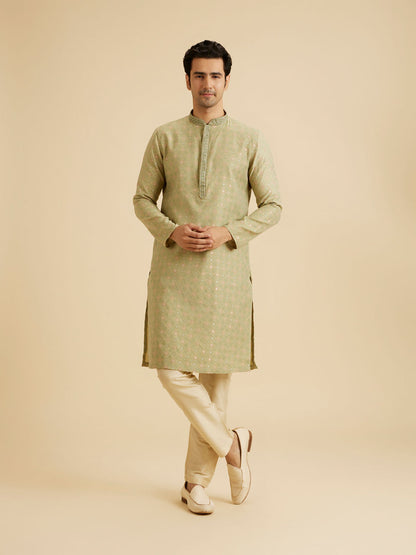 Manyavar Elegant Green Symphony Kurta Pajama - view 3