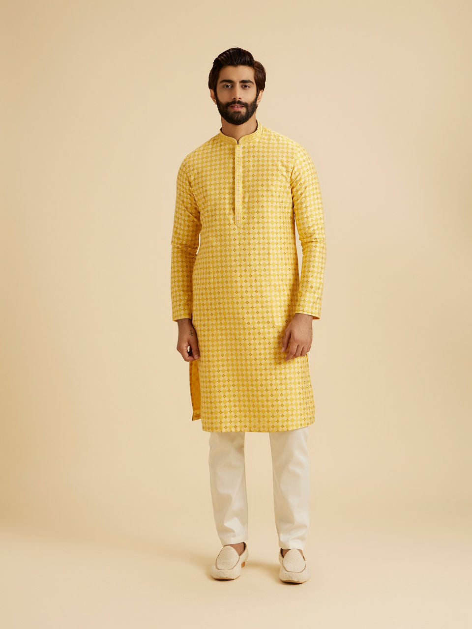 Manyavar Mustard Elegance Kurta Pajama - view 3