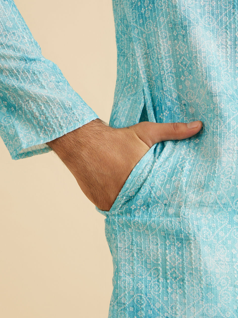 Manyavar Light Blue Splendor Kurta Pajama - view 4