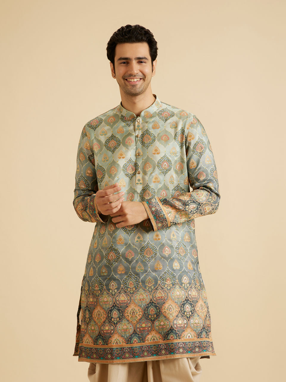 Manyavar Green Elegance Kurta Patiala
