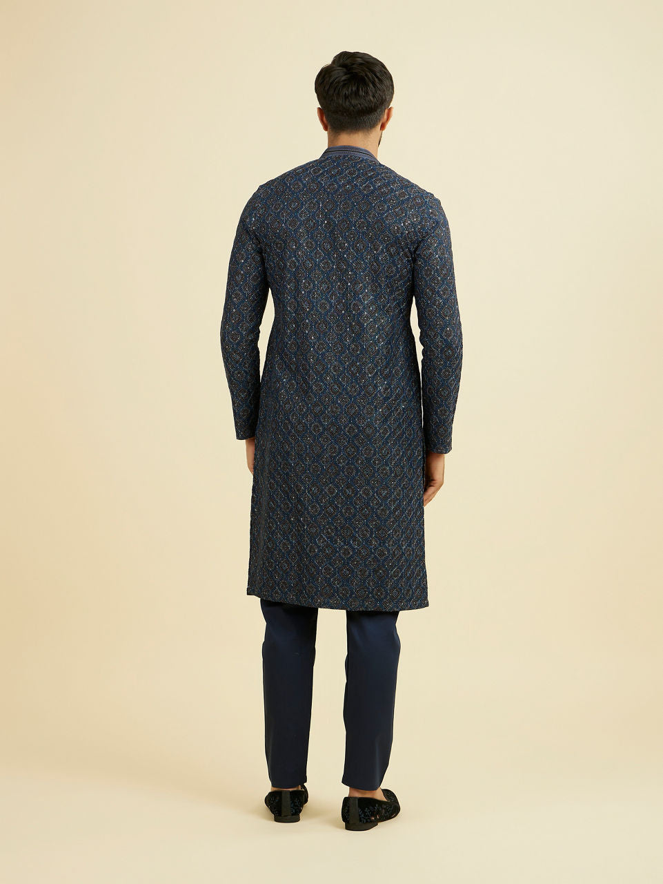 Manyavar Mid Blue Charisma Kurta Pajama - view 6