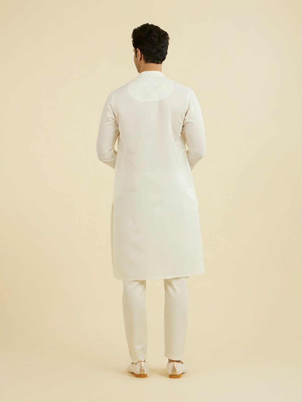 Manyavar Cream Elegance Kurta Pajama - view 6