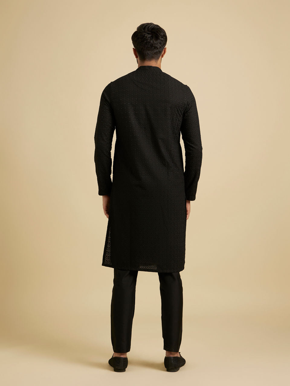 Manyavar Chikankari Black Kurta Set - view 6