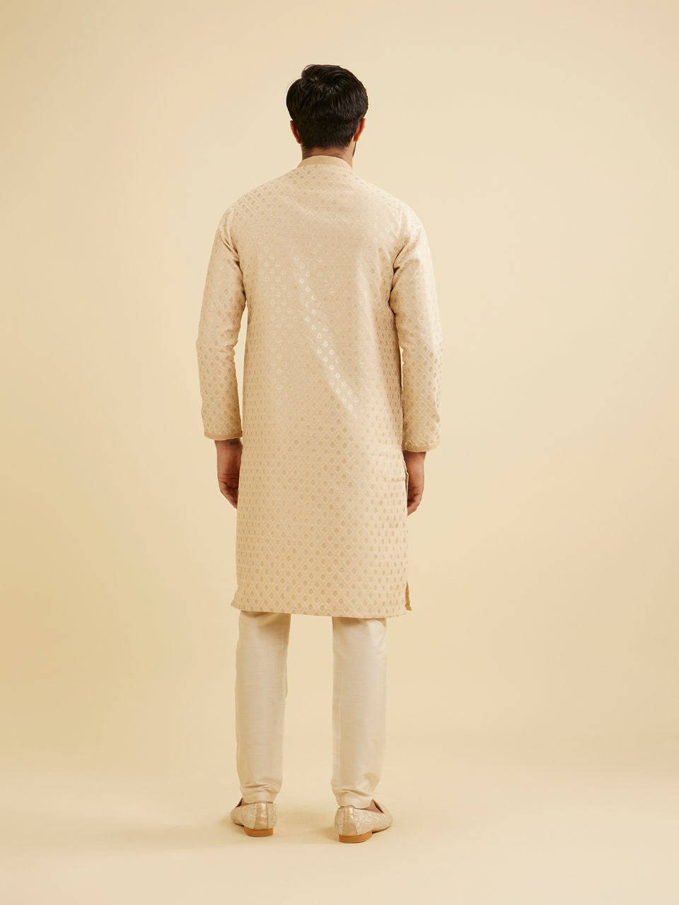 Manyavar Golden Beige Buta Patterned Kurta Set - view 6