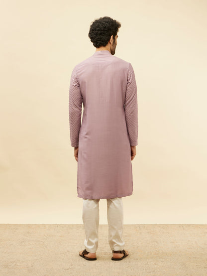Manyavar Lilac Purple Sequined Kurta Set - view 6