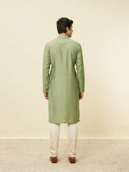 Manyavar Sage Green Sequined Kurta Set - view 6