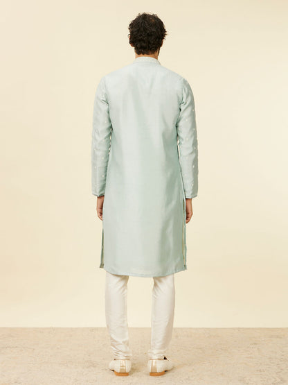 Manyavar Light Blue Buta Patterned Kurta Set - view 5
