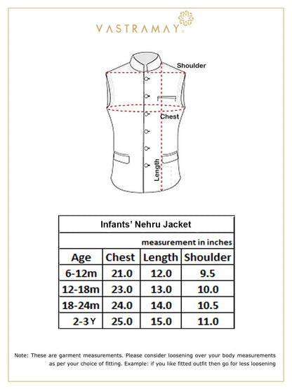 Vastramay SISHU Boy's Gold-Toned & Blue Color Woven Design Nehru Jackets - PUSHMYCART