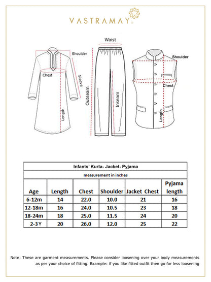 Vastramay SISHU Boy's Maroon Jacket And Rose Gold Ethnic Kurta With Pyjama Set - PUSHMYCART