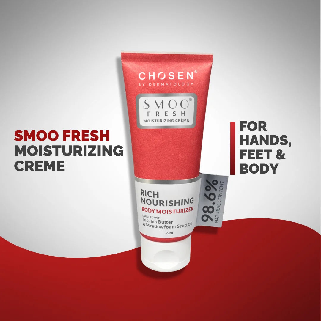 Chosen SMOO Fresh Moisturizing Crème, luxurious plant-based body cream for smooth, fresh, cared-for skin.