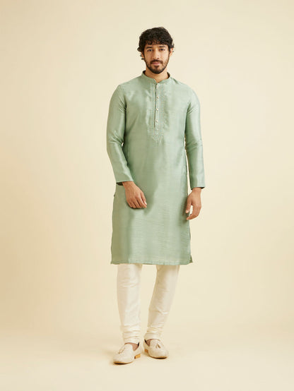 Manyavar Splendid Green Kurta Pajama - view 3