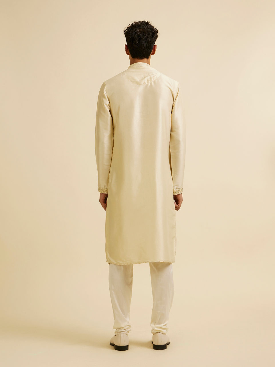 Manyavar Beige Buta Embroidered Kurta Set - view 6