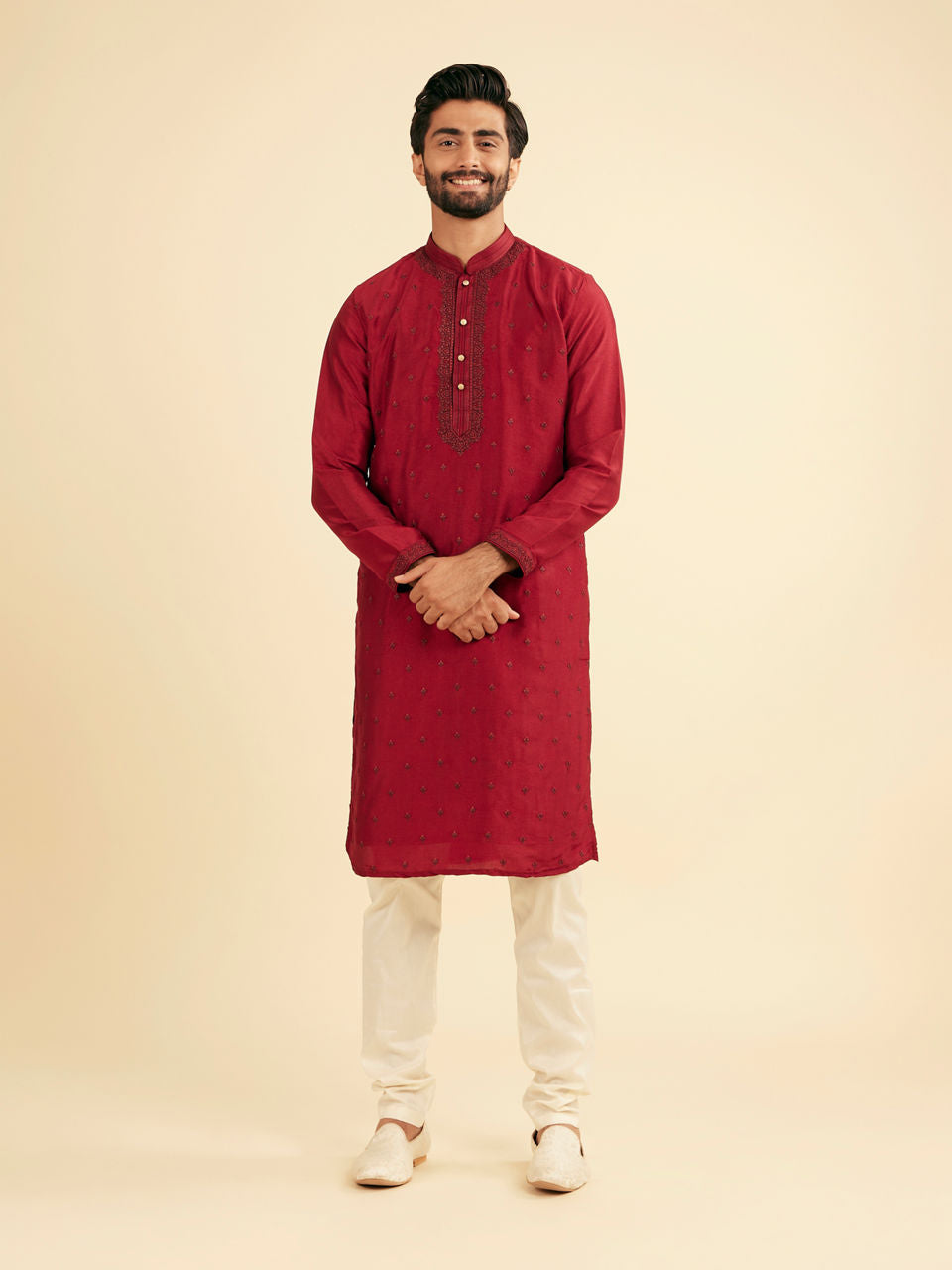 Manyavar Radiant Red Kurta Pajama - view 3