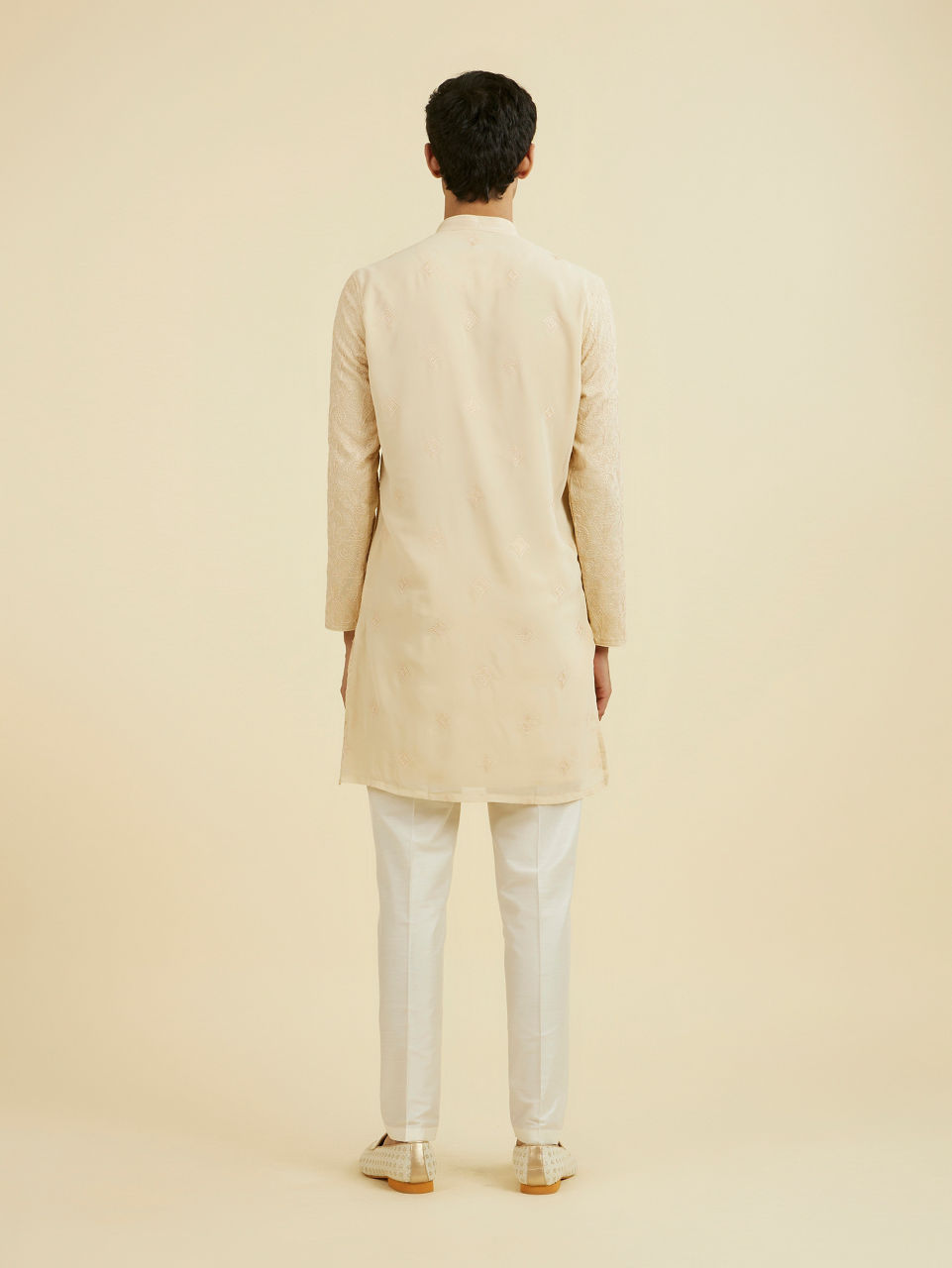 Manyavar Beige Georgette Ensemble Kurta Pant - view 6