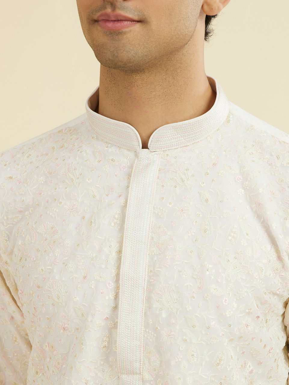 Manyavar Elegant Cream Kurta Churidar - view 2
