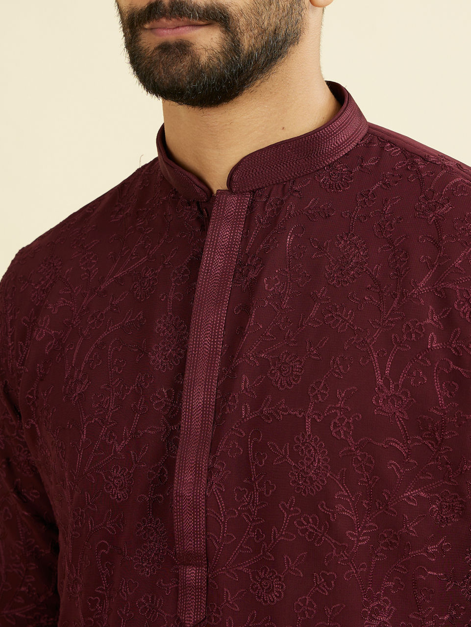 Manyavar Elegant Wine Kurta Churidar - view 2