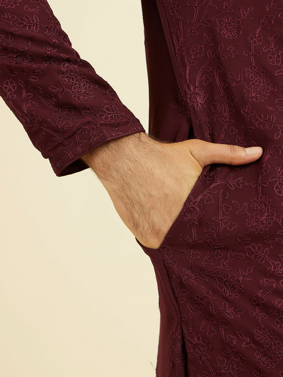 Manyavar Elegant Wine Kurta Churidar - view 4