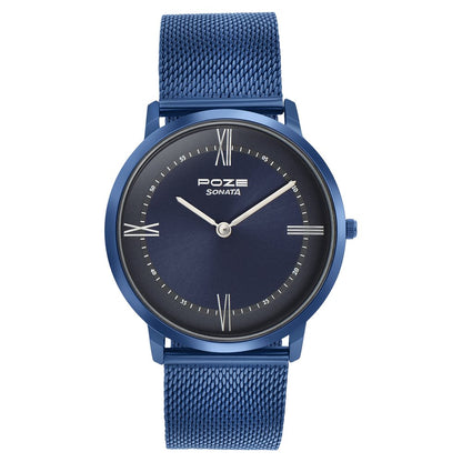Sonata Poze Quartz Analog Blue dial Metal Strap Watch for Men image 2