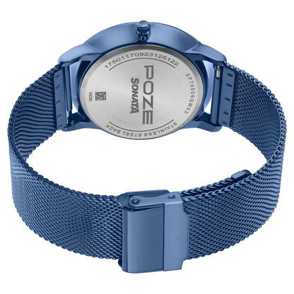 Sonata Poze Quartz Analog Blue dial Metal Strap Watch for Men image 5