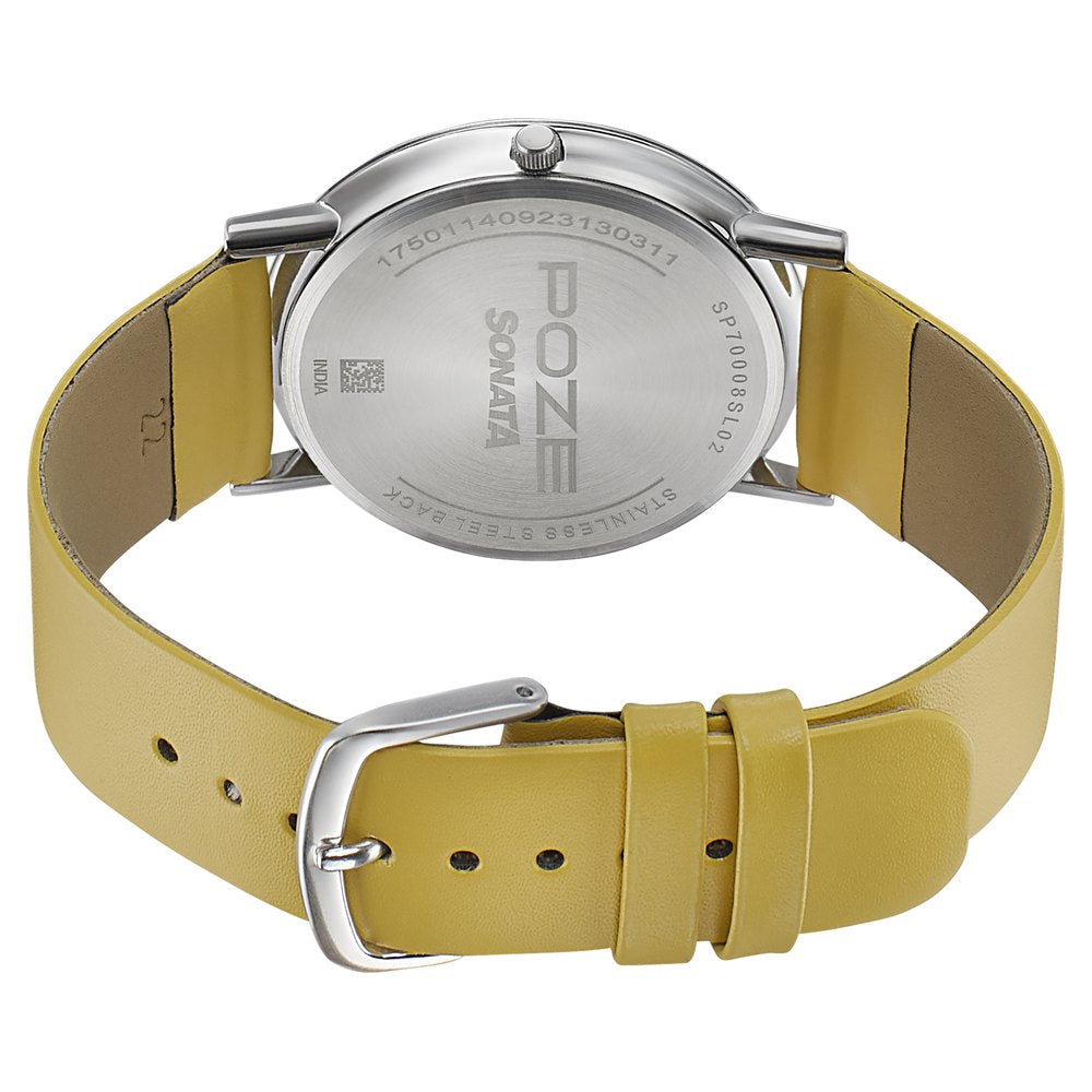 Sonata Poze Quartz Analog White Dial Leather Strap Watch for Men image 5