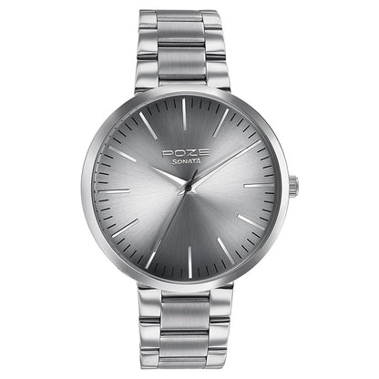 Sonata Poze Quartz Analog Grey Dial Metal Strap Watch for Men Style SP70026SM01W image 2