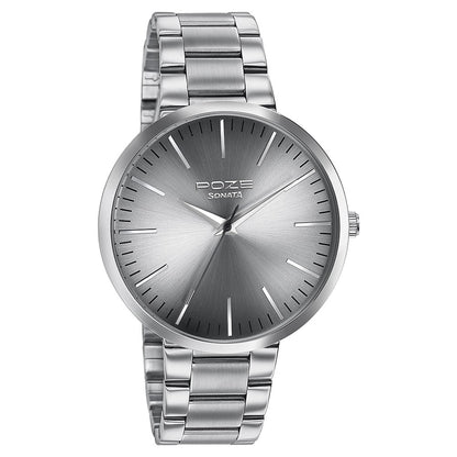 Sonata Poze Quartz Analog Grey Dial Metal Strap Watch for Men Style SP70026SM01W image 3