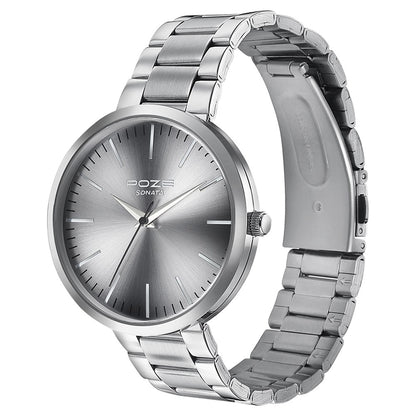 Sonata Poze Quartz Analog Grey Dial Metal Strap Watch for Men Style SP70026SM01W image 4