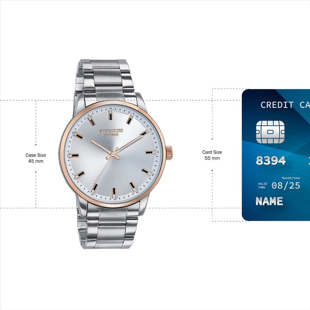 Sonata Poze Quartz Analog Silver Dial Stainless Steel Strap Watch For Men image 4