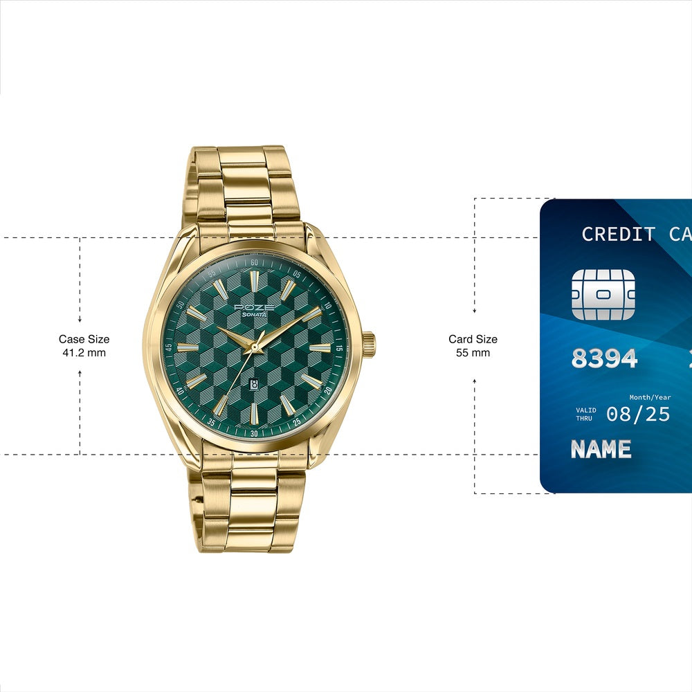 Sonata Poze Quartz Analog Two Toned Dial Golden Colour Stainless Steel Strap Watch For Men Style SP70066YM01W image 4